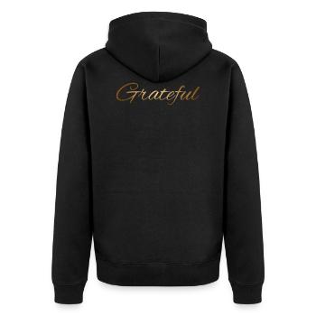 Grateful Happy Positive Gift Idea Good Vibes - Unisex Premium Organic Zip Hoodie - black - Back - Nico (187cm)