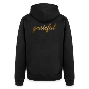 Grateful Happy Positive Gift Idea Good Vibes - Unisex Premium Organic Zip Hoodie - black - Back - Nico (187cm)