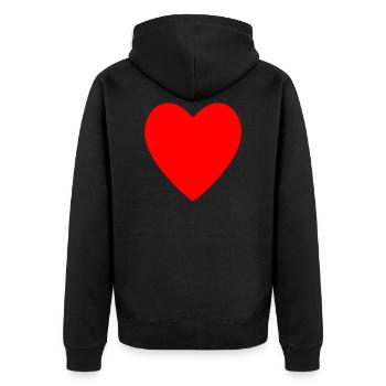 Rotes Herz - Unisex Premium Bio Zip Hoodie - Schwarz - Hinten - Nico (187cm)