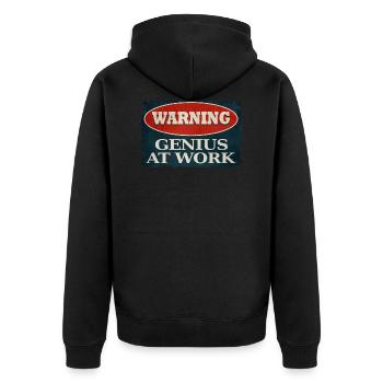 Genius AT Work - Unisex Premium Organic Zip Hoodie - black - Back - Nico (187cm)