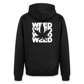 WEED - Unisex Premium Organic Zip Hoodie - black - Back - Nico (187cm)