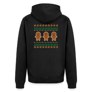 Lebkuchen ugly Christmas - Unisex Premium Bio Zip Hoodie - Schwarz - Hinten - Nico (187cm)