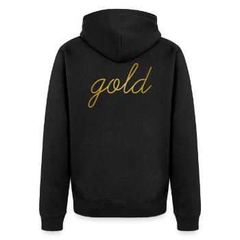 Idée de cadeau de polices d'écriture d'or - Veste à capuche bio Premium Unisexe - noir - Dos - Nico (187cm)