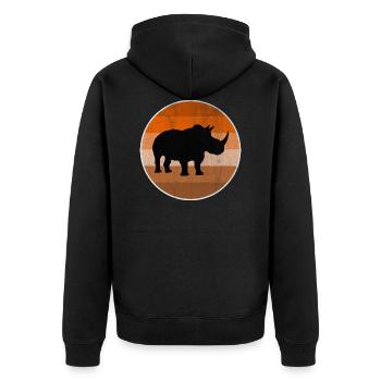 Nashorn - Unisex Premium Bio Zip Hoodie - Schwarz - Hinten - Nico (187cm)