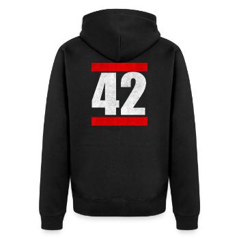 42 The Answer To Everything The answer to everything - Unisex Premium Organic Zip Hoodie - black - Back - Nico (187cm)