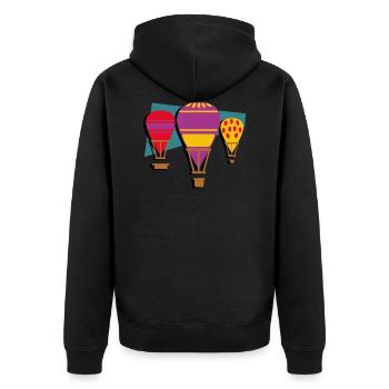 Ballonfahrt fliegen im Himmel mit Wolken Shirt - Unisex Premium Bio Zip Hoodie - Schwarz - Hinten - Nico (187cm)