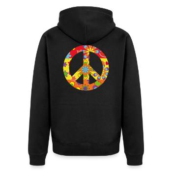 Peace - Unisex Premium Organic Zip Hoodie - black - Back - Nico (187cm)