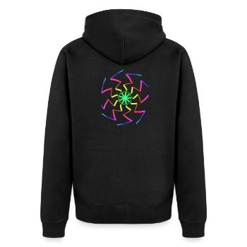 Whirling Neon Gift Eye-Catching Mandala - Unisex Premium Organic Zip Hoodie - black - Back - Nico (187cm)