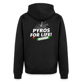 Pyros for Life Feuerwerk - Unisex Premium Bio Zip Hoodie - Schwarz - Hinten - Nico (187cm)