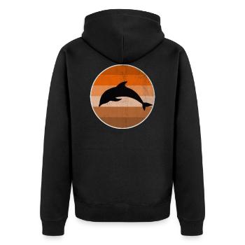 Delphin - Unisex Premium Bio Zip Hoodie - Schwarz - Hinten - Nico (187cm)
