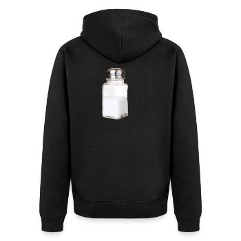 Chemise de couple sel / poivre Salière Salière Poivrière - Veste à capuche bio Premium Unisexe - noir - Dos - Nico (187cm)
