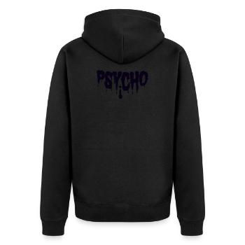 psycho - Unisex Premium Bio Zip Hoodie - Schwarz - Hinten - Nico (187cm)