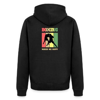 boxen boxer boxkampf - Unisex Premium Bio Zip Hoodie - Schwarz - Hinten - Nico (187cm)
