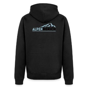 Alpenmensch - Unisex Premium Bio Zip Hoodie - Schwarz - Hinten - Nico (187cm)