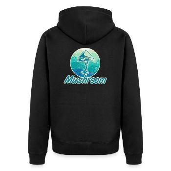 Pilze - Unisex Premium Bio Zip Hoodie - Schwarz - Hinten - Nico (187cm)
