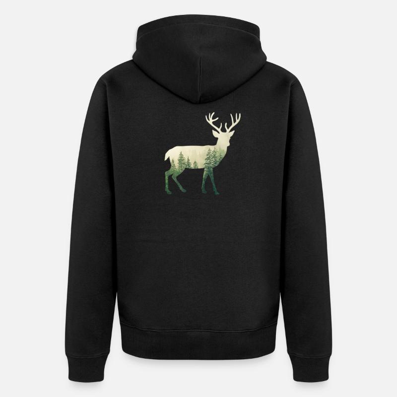 Wald Hirsch - Unisex Premium Bio Zip Hoodie - Schwarz
