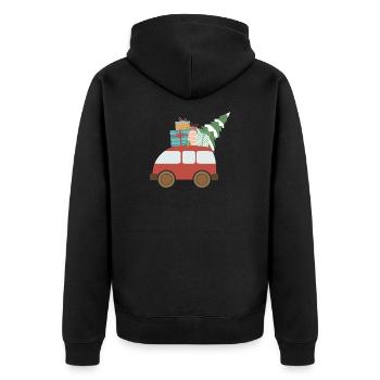 christmas car gifts snow christmas tree - Unisex Premium Organic Zip Hoodie - black - Back - Nico (187cm)