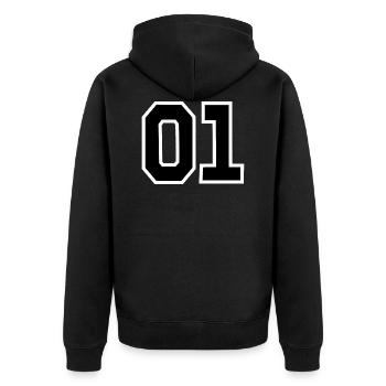 01 - Unisex Premium Bio Zip Hoodie - Schwarz - Hinten - Nico (187cm)