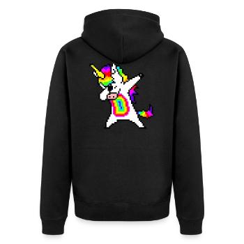 Licorne arc-en-ciel pixelart - Veste à capuche bio Premium Unisexe - noir - Dos - Nico (187cm)