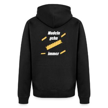 Nudeln. Tolle Geschenkidee für Nudelfans - Unisex Premium Bio Zip Hoodie - Schwarz - Hinten - Nico (187cm)