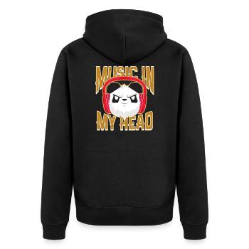 Musik Panda Kopfhörer - Unisex Premium Bio Zip Hoodie - Schwarz - Hinten - Nico (187cm)