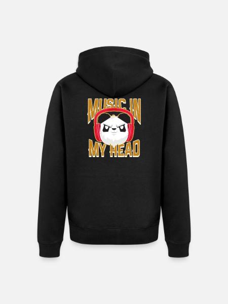 Musik Panda Kopfhörer - Unisex Premium Bio Zip Hoodie - Schwarz