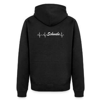 heartbeat Schwabe lustig schwäbisch Schwaben Herz - Unisex Premium Organic Zip Hoodie - black - Back - Nico (187cm)