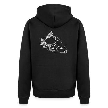 carp - Unisex Premium Organic Zip Hoodie - black - Back - Nico (187cm)