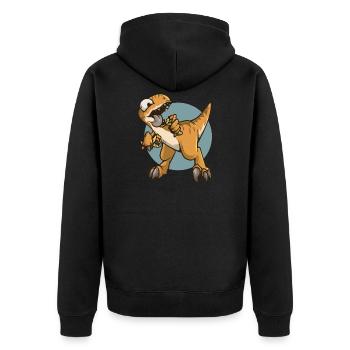 Wraptor Raptor Dinosaur Dino Burrito Tortilla - Unisex Premium Organic Zip Hoodie - black - Back - Nico (187cm)