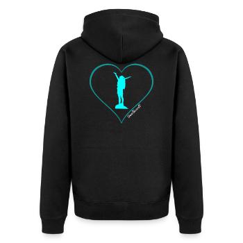 Reise - Unisex Premium Bio Zip Hoodie - Schwarz - Hinten - Nico (187cm)