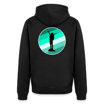 Reise - Unisex Premium Bio Zip Hoodie - Schwarz - Hinten - Nico (187cm)