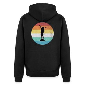 travel - Unisex Premium Organic Zip Hoodie - black - Back - Nico (187cm)