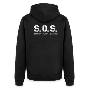 SOS plus lent plus intelligent - Veste à capuche bio Premium Unisexe - noir - Dos - Nico (187cm)