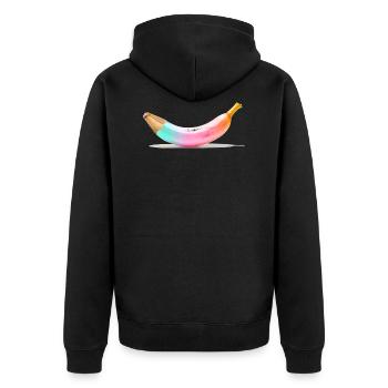 buntstift banane - Unisex Premium Bio Zip Hoodie - Schwarz - Hinten - Nico (187cm)