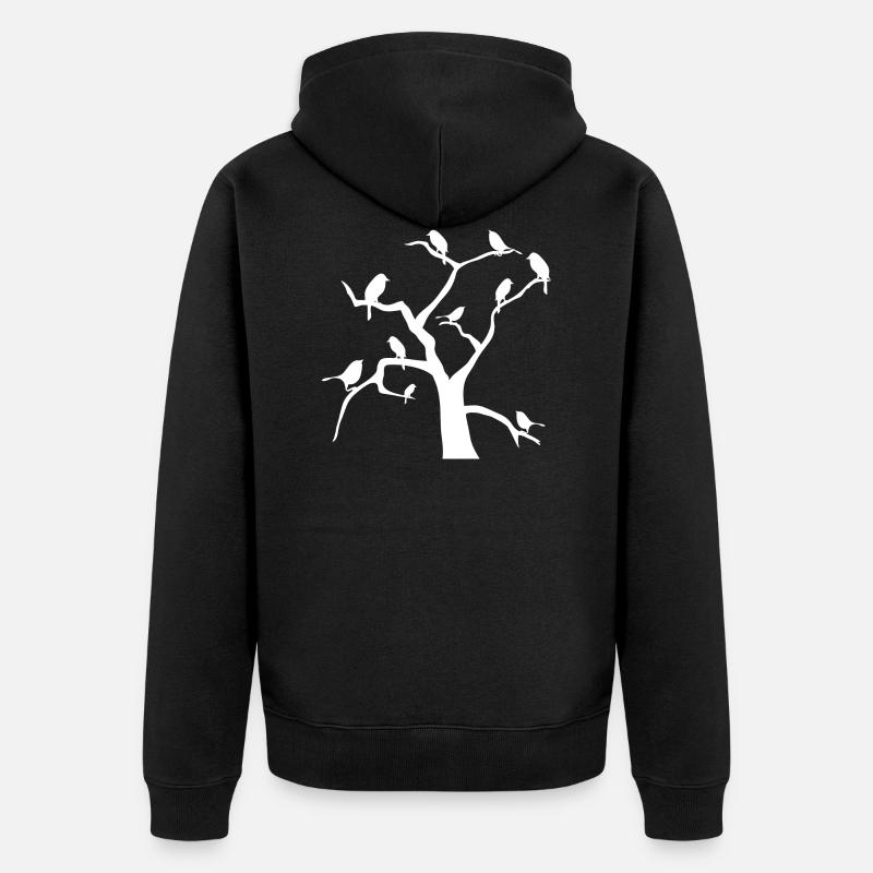 Voegel am Baum - Unisex Premium Bio Zip Hoodie - Schwarz