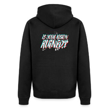 IST IHRE VISION RUINIERT V2 - Unisex Premium Bio Zip Hoodie - Schwarz - Hinten - Nico (187cm)