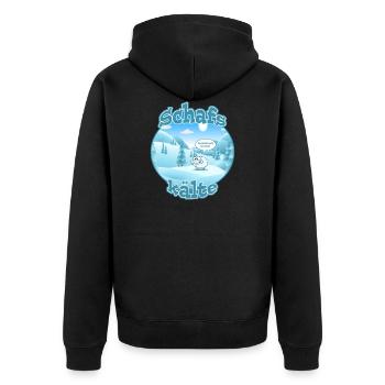Schafskälte - Unisex Premium Bio Zip Hoodie - Schwarz - Hinten - Nico (187cm)