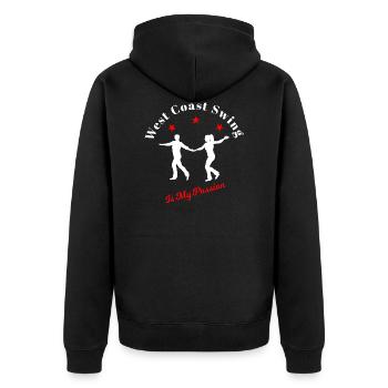 West Coast Swing Is My Passion WCS Tanzen Geschenk - Unisex Premium Bio Zip Hoodie - Schwarz - Hinten - Nico (187cm)
