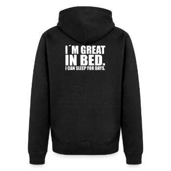 Bed bed funny sleep lazy funny Christmas - Unisex Premium Organic Zip Hoodie - black - Back - Nico (187cm)