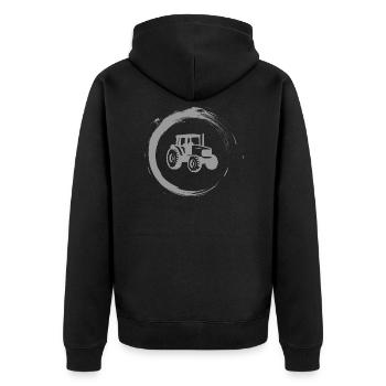 Traktor - Unisex Premium Bio Zip Hoodie - Schwarz - Hinten - Nico (187cm)