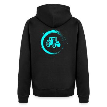 Traktor - Unisex Premium Bio Zip Hoodie - Schwarz - Hinten - Nico (187cm)