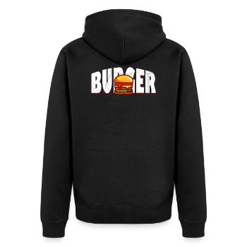 Hamburger Cheeseburger Burger Fast Food Burgerbude - Veste à capuche bio Premium Unisexe - noir - Dos - Nico (187cm)