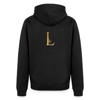 Initial letter L - Unisex Premium Organic Zip Hoodie - black - Back - Nico (187cm)