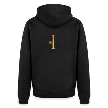 Initial letter I - Unisex Premium Organic Zip Hoodie - black - Back - Nico (187cm)