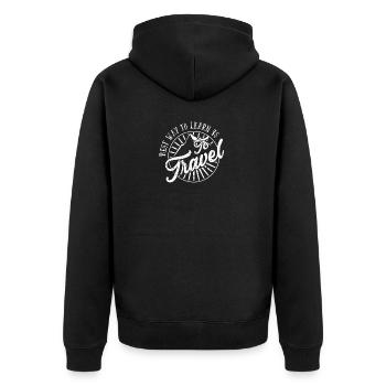 to travel - Unisex Premium Organic Zip Hoodie - black - Back - Nico (187cm)