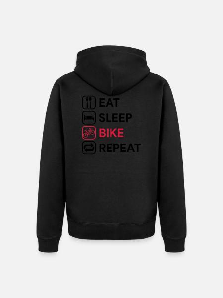 manger dormir répéter vélo - Veste à capuche bio Premium Unisexe - noir