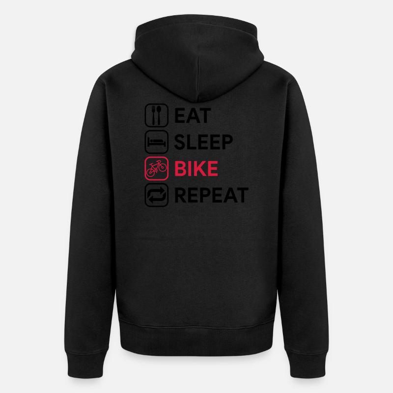 eat sleep bike repeat - Unisex Premium Bio Zip Hoodie - Schwarz