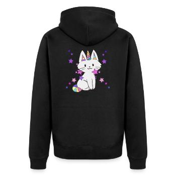 Chat licorne - Veste à capuche bio Premium Unisexe - noir - Dos - Nico (187cm)