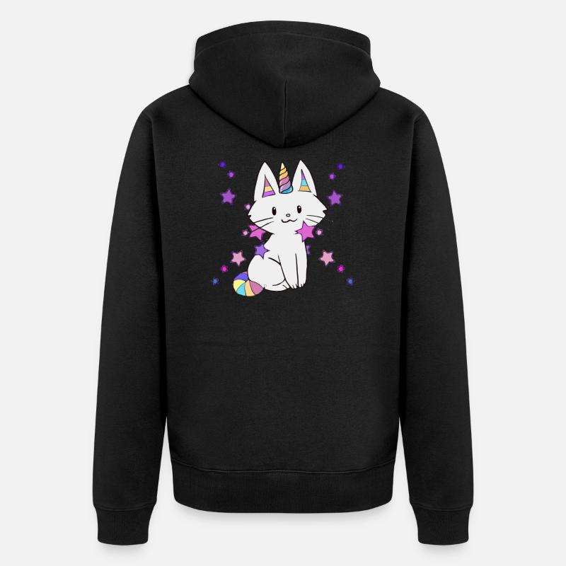 Chat licorne - Veste à capuche bio Premium Unisexe - noir