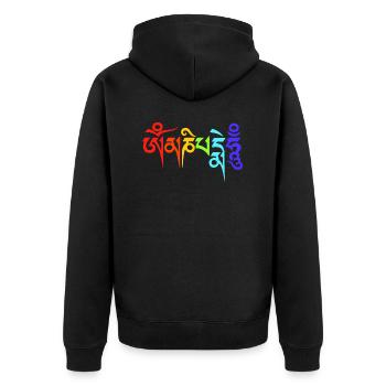 Om Mani Padme Hum - Rainbow Edition - Unisex Premium Bio Zip Hoodie - Schwarz - Hinten - Nico (187cm)
